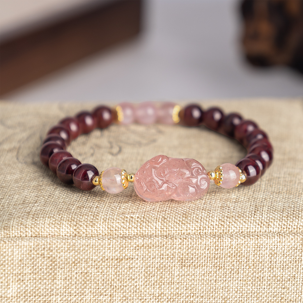 Kailash Way Rose Quartz Pixiu Love Vitality Harmony Bracelet