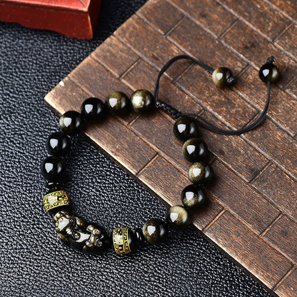 Kailash Way Golden Obsidian Pixiu Wealth Manifestation Bracelet