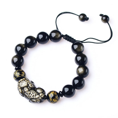 Kailash Way Golden Obsidian Pixiu Wealth Manifestation Bracelet