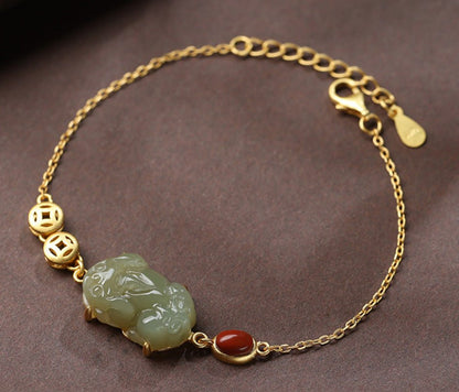 Kailash Way Green Jade Pixiu Abundance Prosperity Bracelet