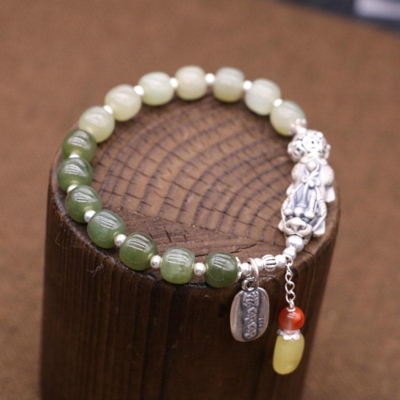 Kailash Way Green Jade Pixiu Wealth Attraction Bracelet