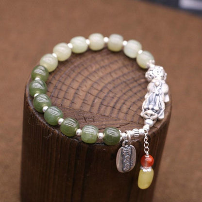 Kailash Way Green Jade Pixiu Wealth Attraction Bracelet