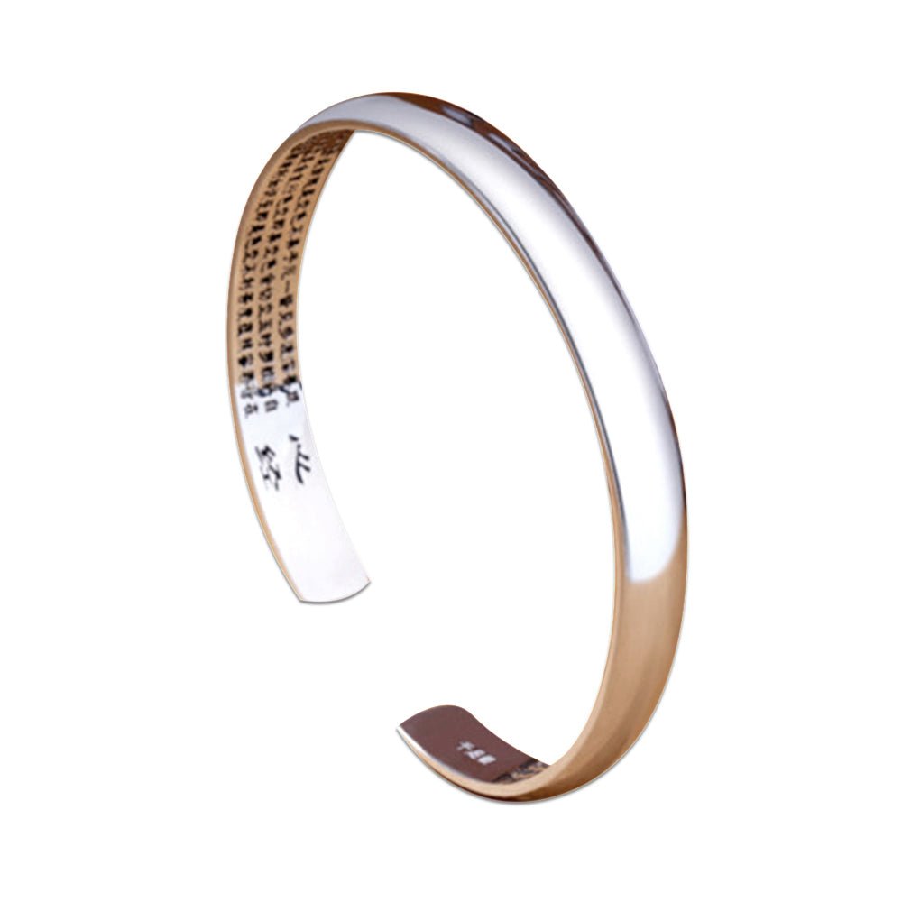 Kailash Way 925 Silver Heart Sutra Inner Reflection Bangle
