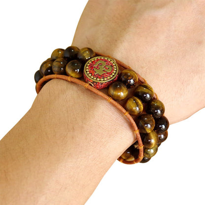 Kailash Way Tiger's Eye Om Strength Courage Protection Bracelet