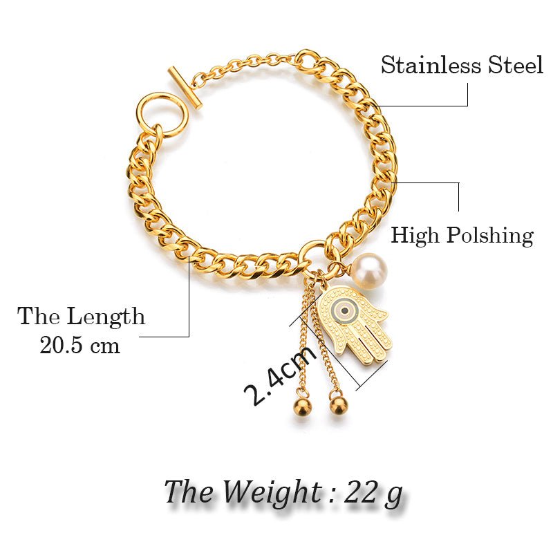 Kailash Way Gold Hamsa Protection Luck Bracelet