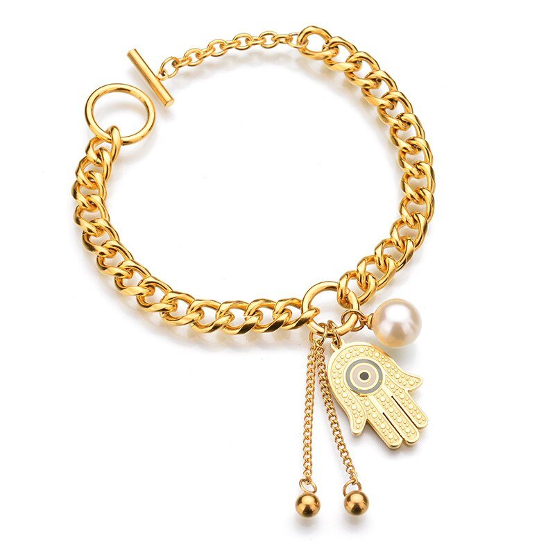 Kailash Way Gold Hamsa Protection Luck Bracelet