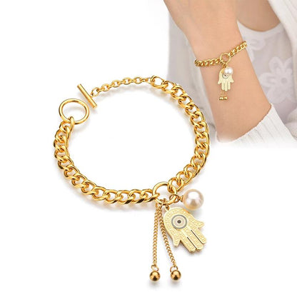 Kailash Way Gold Hamsa Protection Luck Bracelet