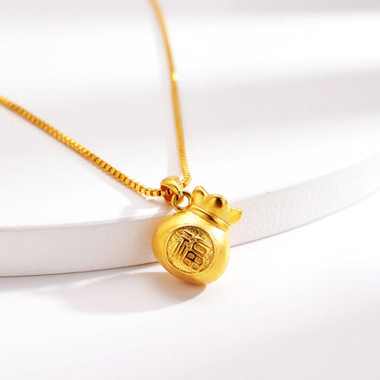 Kailash Way Gold Money Bag Prosperity Wealth Necklace