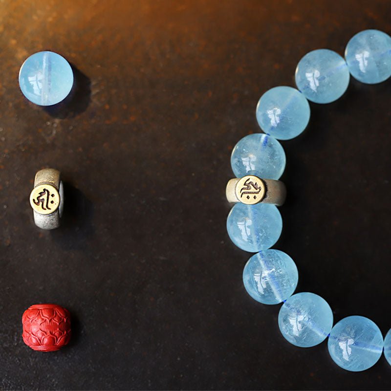Kailash Way Aquamarine Buddha Protection Travel Bracelet