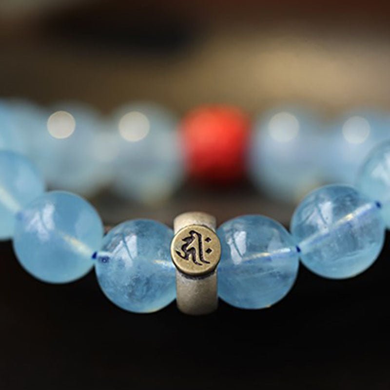 Kailash Way Aquamarine Buddha Protection Travel Bracelet