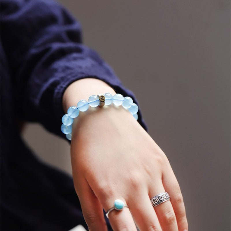 Kailash Way Aquamarine Buddha Protection Travel Bracelet