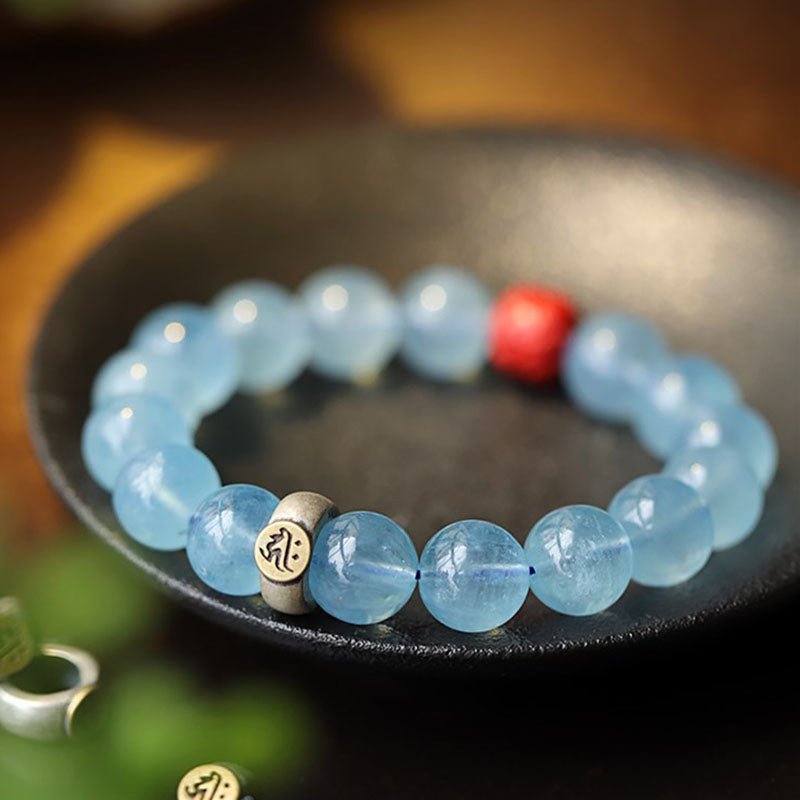 Kailash Way Aquamarine Buddha Protection Travel Bracelet