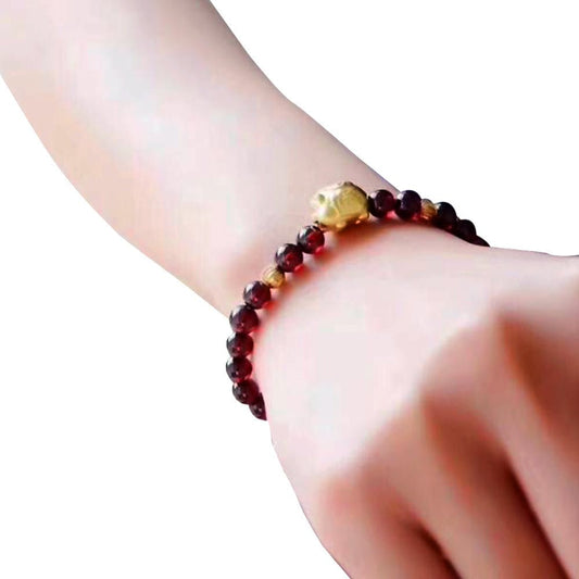 Kailash Way Garnet Lucky Pig Prosperity Fortune Bracelet