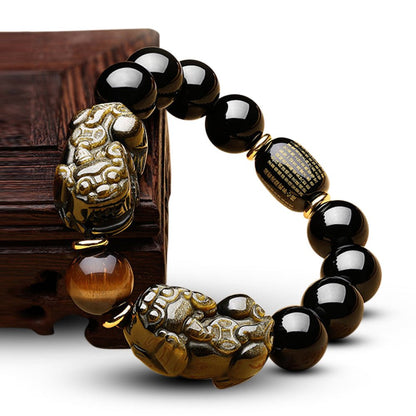 Kailash Way Gold Obsidian Pi Yao Wealth Protection Bracelet