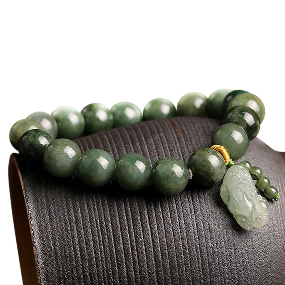 Kailash Way Green Jade Pixiu Wealth Abundance Bracelet