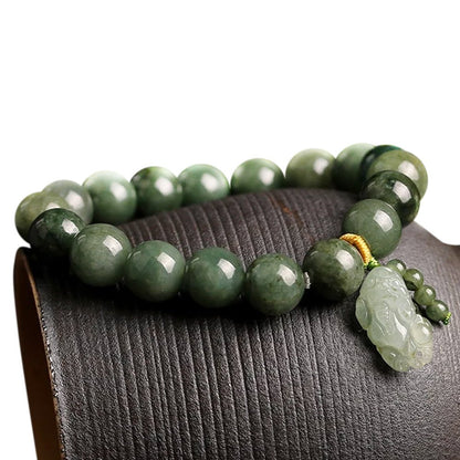 Kailash Way Green Jade Pixiu Wealth Abundance Bracelet