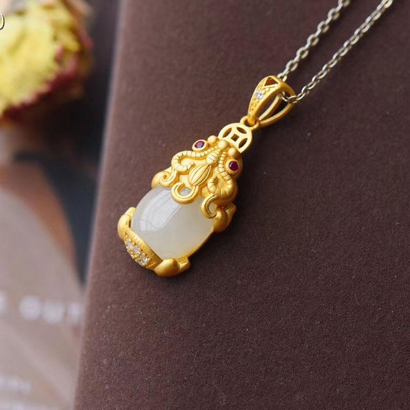 Kailash Way Jade Pixiu Abundance Wealth Necklace