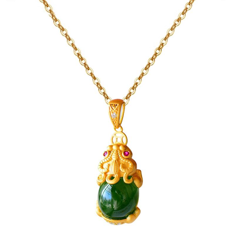 Kailash Way Jade Pixiu Abundance Wealth Necklace