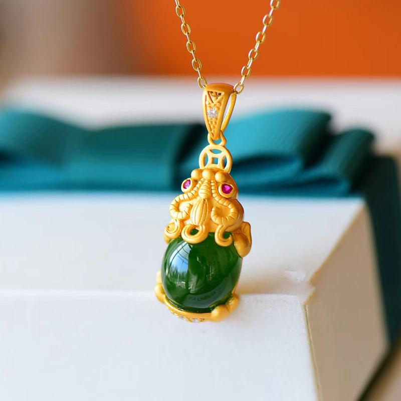 Kailash Way Jade Pixiu Abundance Wealth Necklace