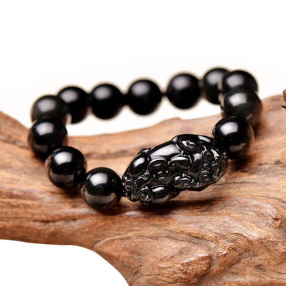 Kailash Way Obsidian Pixiu Wealth Protection Charm Bracelet