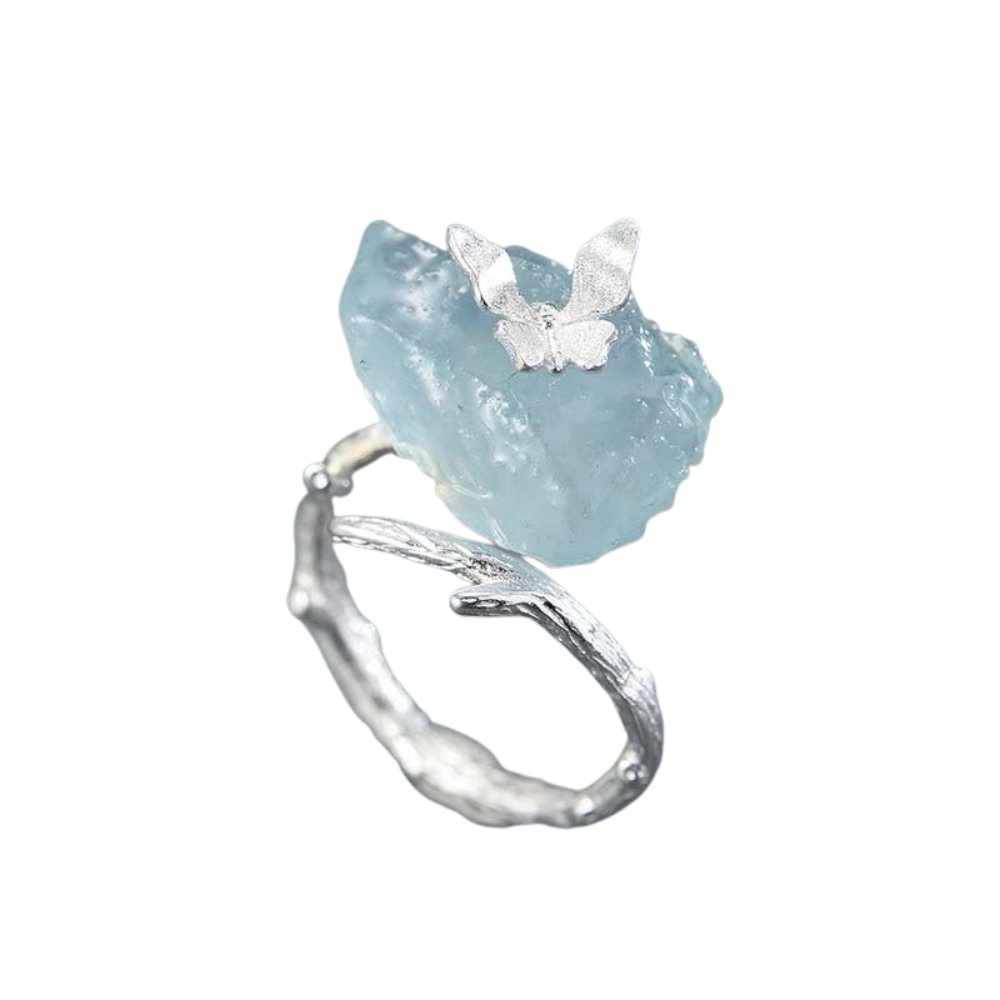 Kailash Way Raw Aquamarine Tranquility Youthful Energy Ring