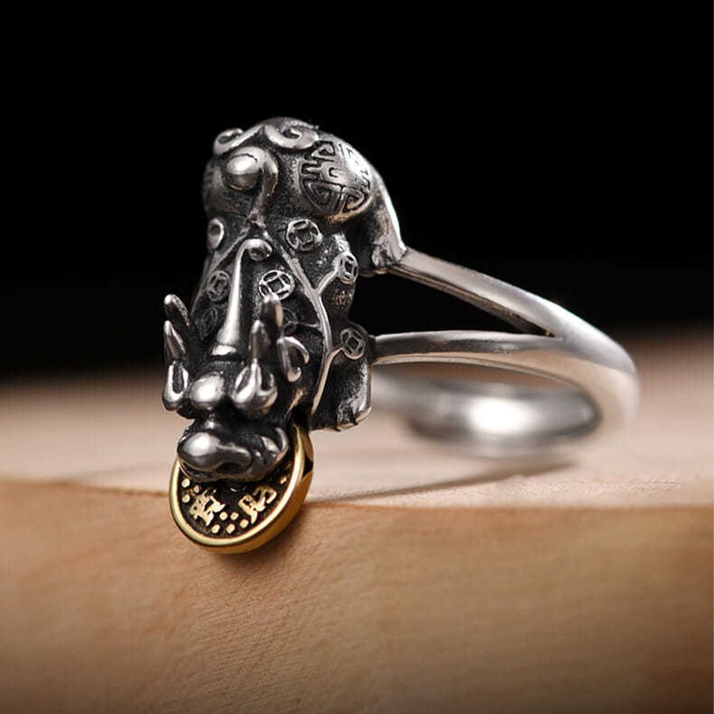 Kailash Way Silver Pixiu Prosperity Wealth Fortune Ring