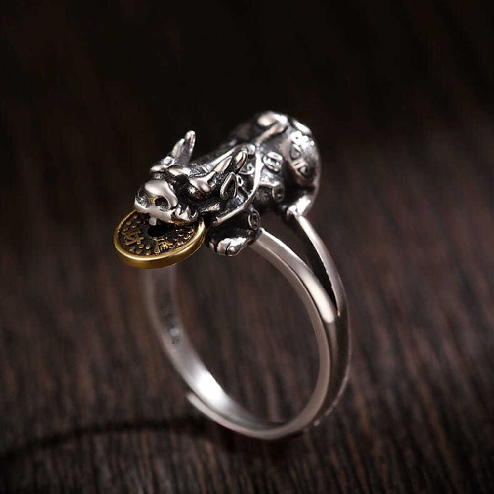 Kailash Way Silver Pixiu Prosperity Wealth Fortune Ring