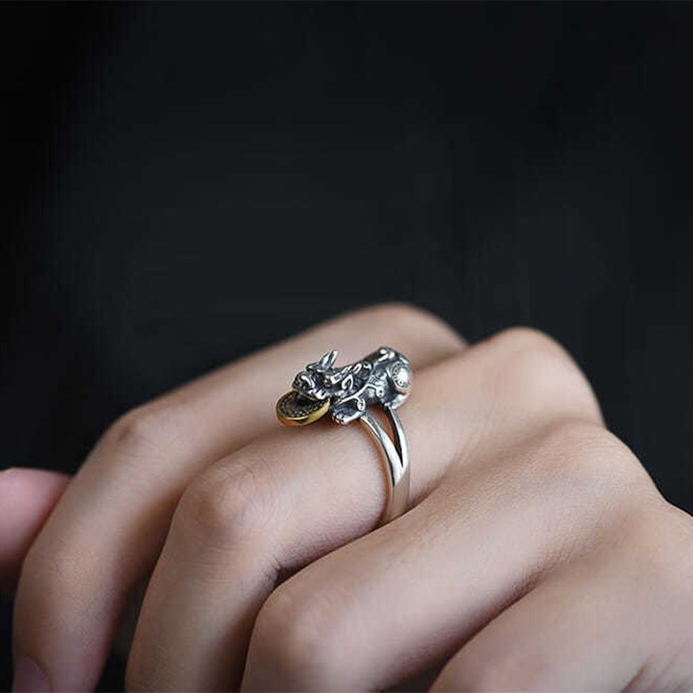 Kailash Way Silver Pixiu Prosperity Wealth Fortune Ring