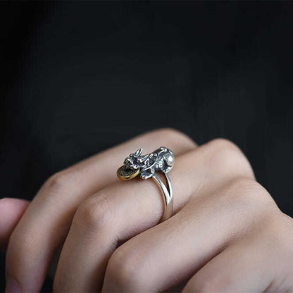 Kailash Way Silver Pixiu Prosperity Wealth Fortune Ring