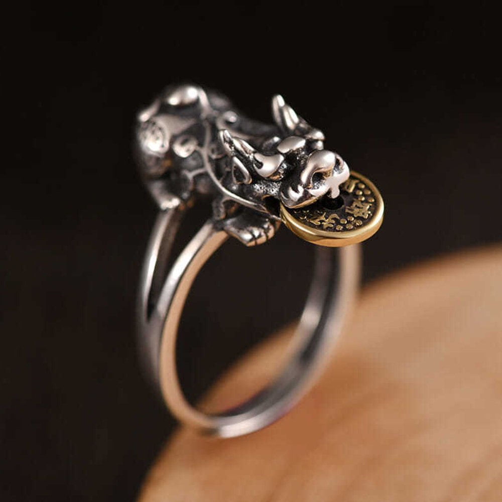 Kailash Way Silver Pixiu Prosperity Wealth Fortune Ring