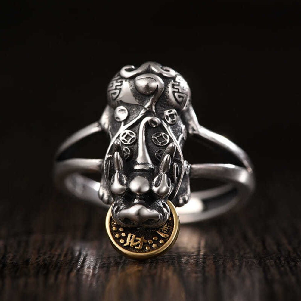 Kailash Way Silver Pixiu Prosperity Wealth Fortune Ring