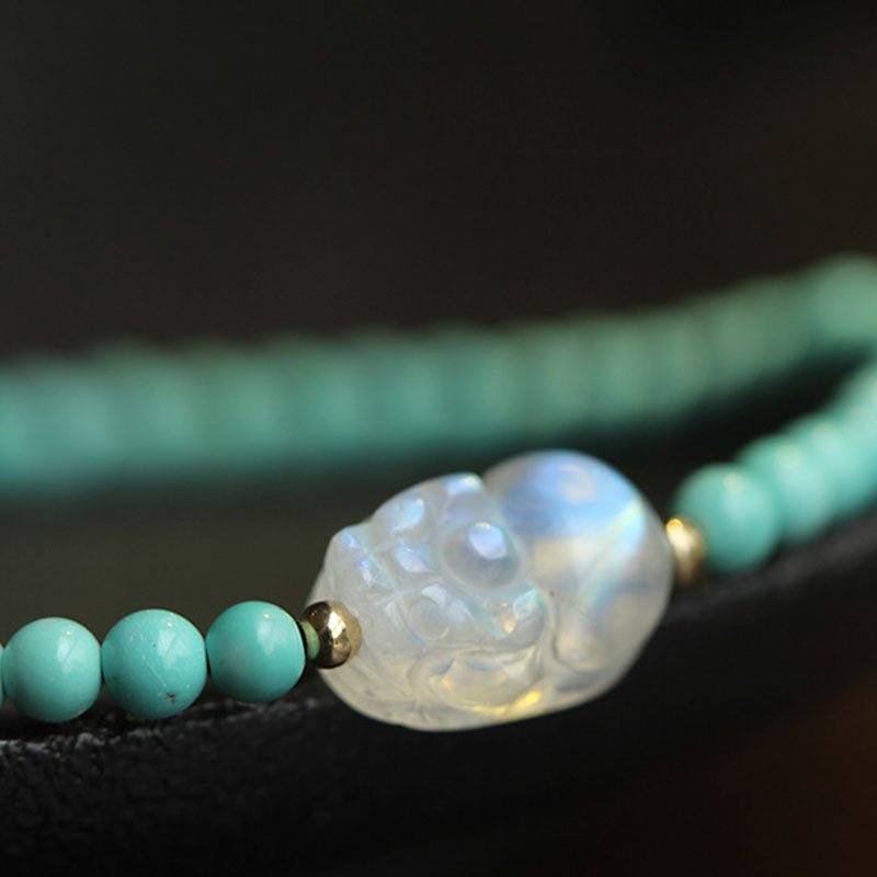 Kailash Way Moonstone Turquoise Pixiu Wealth Protection Bracelet