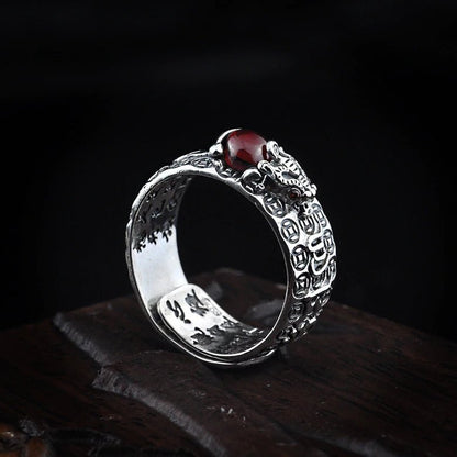 Kailash Way Garnet Pixiu Luck Protection Ring