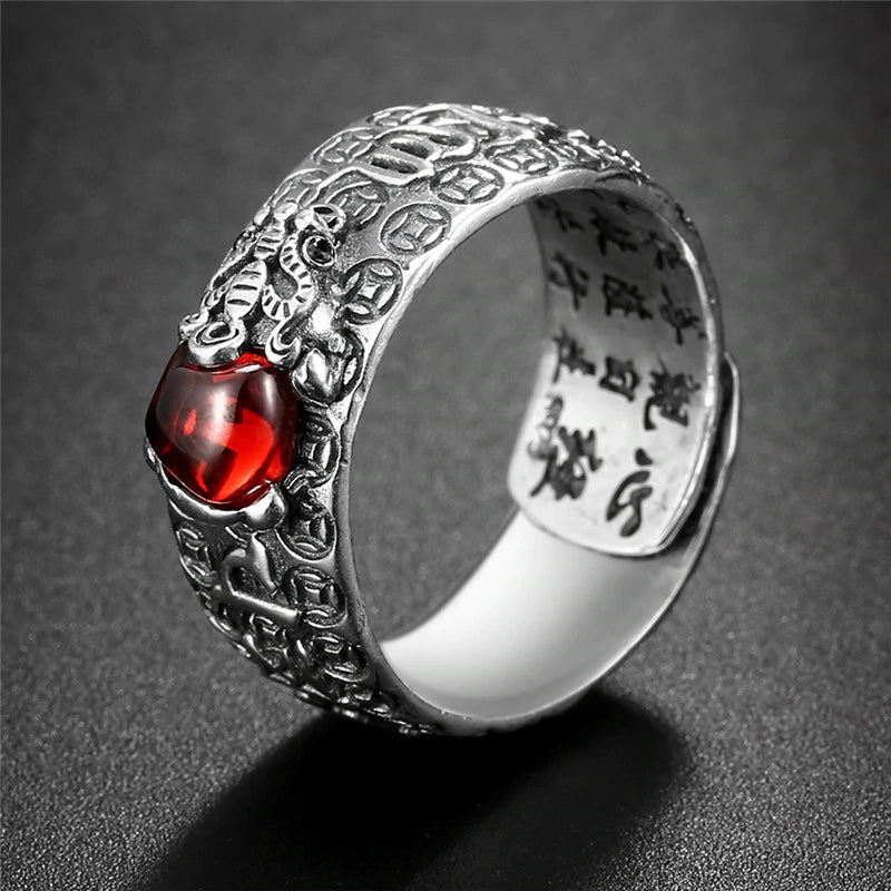 Kailash Way Garnet Pixiu Luck Protection Ring