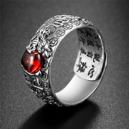 Kailash Way Garnet Pixiu Luck Protection Ring