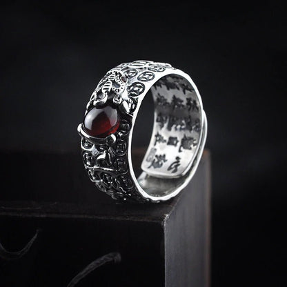 Kailash Way Garnet Pixiu Luck Protection Ring