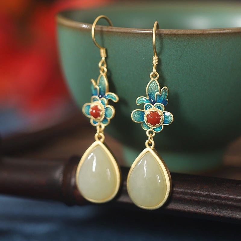 Kailash Way Red Agate Jade Prosperity Blessing Earrings