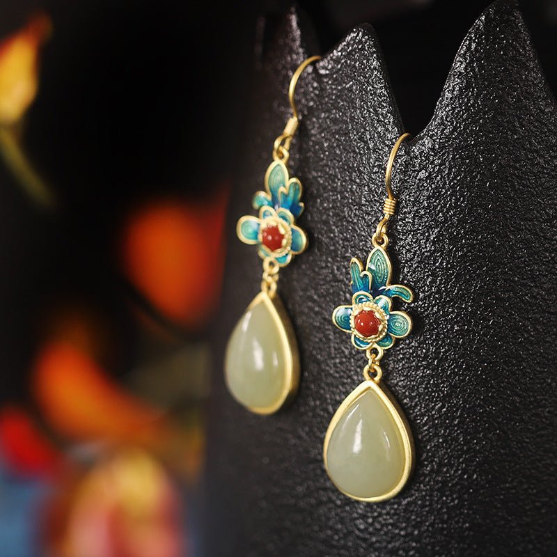 Kailash Way Red Agate Jade Prosperity Blessing Earrings