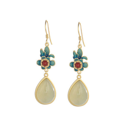 Kailash Way Red Agate Jade Prosperity Blessing Earrings