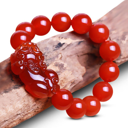Kailash Way Red Agate Pixiu Wealth Attraction Bracelet