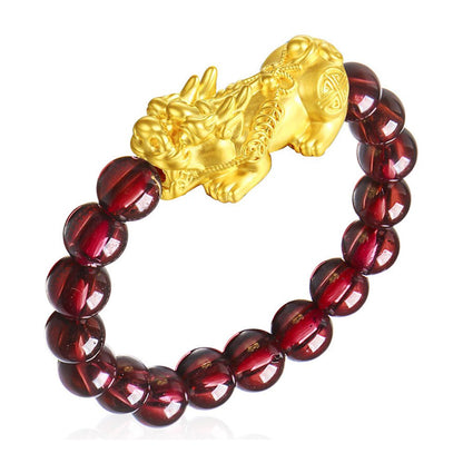 Kailash Way Red Garnet Pixiu Wealth Energy Ring