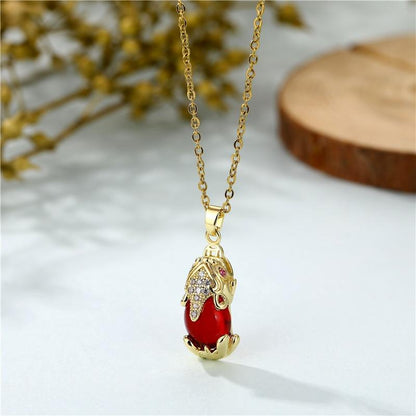 Kailash Way Garnet Pixiu Wealth Manifestation Necklace