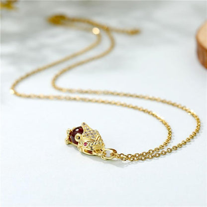 Kailash Way Garnet Pixiu Wealth Manifestation Necklace