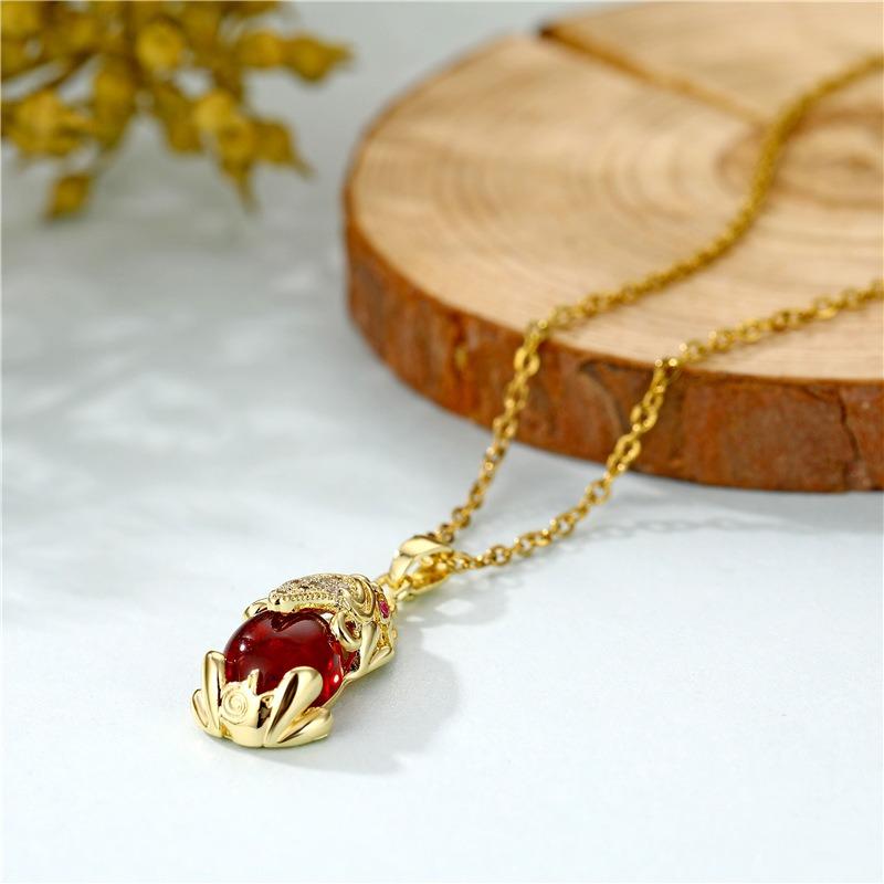 Kailash Way Garnet Pixiu Wealth Manifestation Necklace