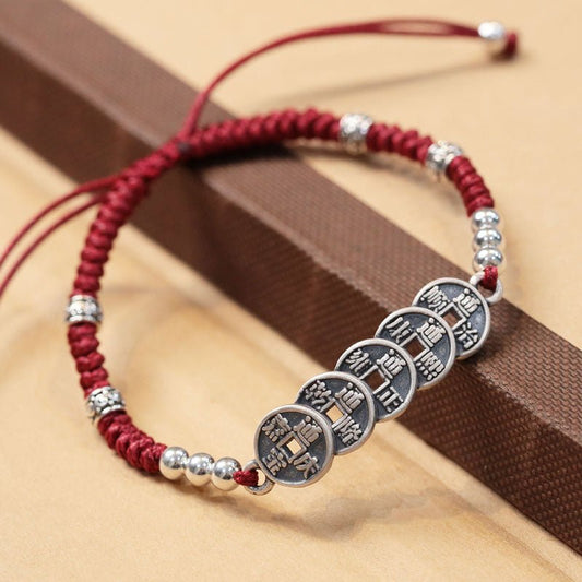 Kailash Way Red Rope Five Emperor Wealth Feng Shui Bracelet