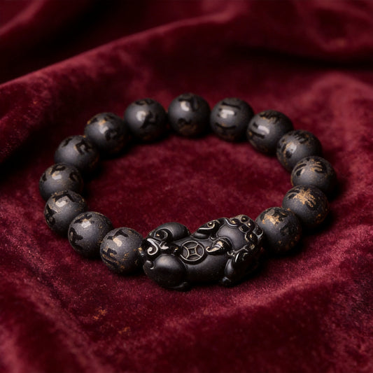 Kailash Way Obsidian Pixiu Wealth Protection Bracelet front view