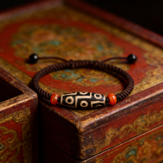 Kailash Way 9-Eye Dzi Prosperity Wealth Attraction Bracelet front view