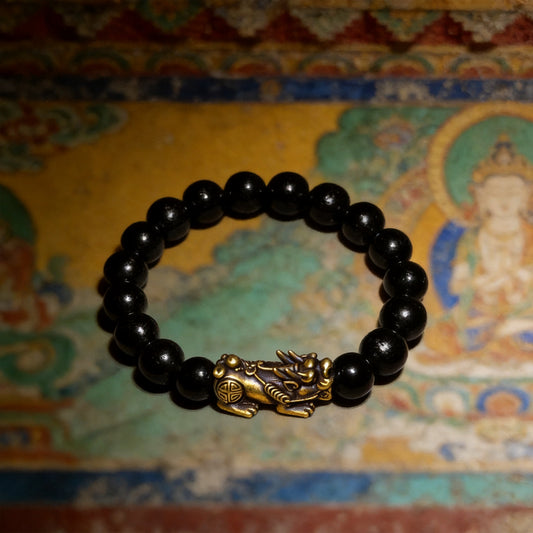 Kailash Way Black Obsidian Abundance Protection Bracelet front view