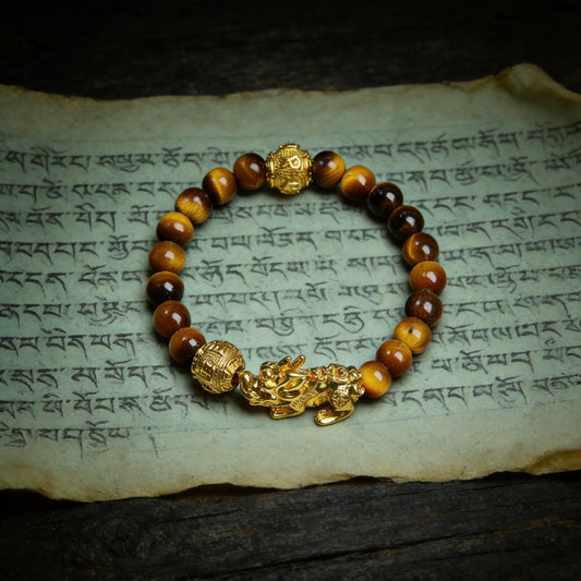 Kailash Way Tiger's Eye Piyao Wealth Fortune Bracelet front view
