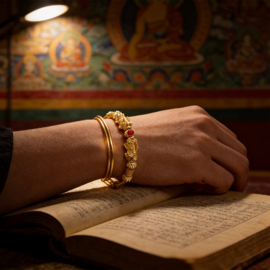 Kailash Way Gold Pixiu Wealth Attraction Luck Bracelet worn on wrist